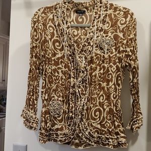 Beautiful rosettes and ruffled detailed blouse